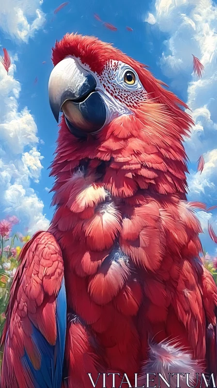 Majestic Parrot with Red Feathers AI Image