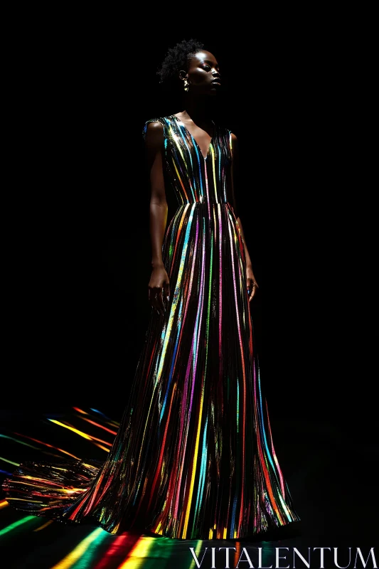 AI ART Glamorous Rainbow Evening Dress