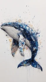 Whale Painting with Abstract Art Style
