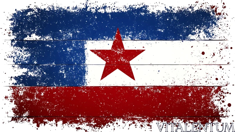 Grunge Styled Flag with Red Star