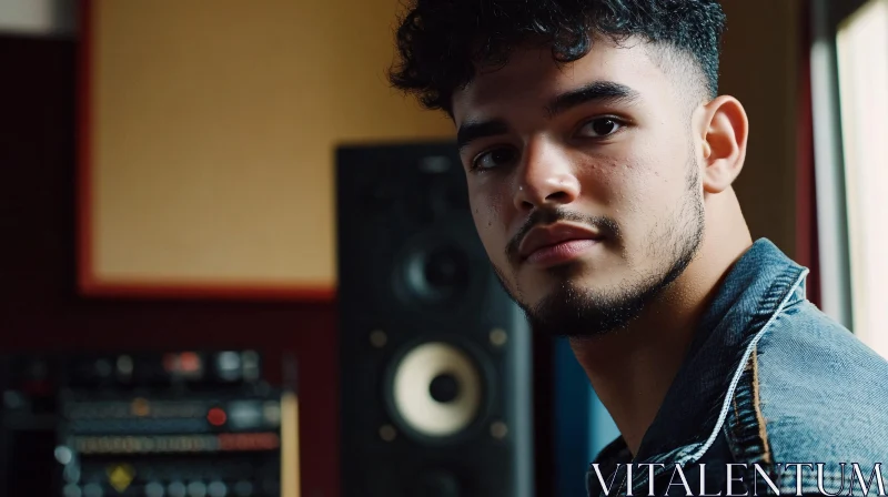 Young Man in Music Studio