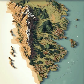 Map of Mountainous Coastal Area