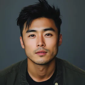 Man Portrait With Modern Hairstyle and Green Jacket