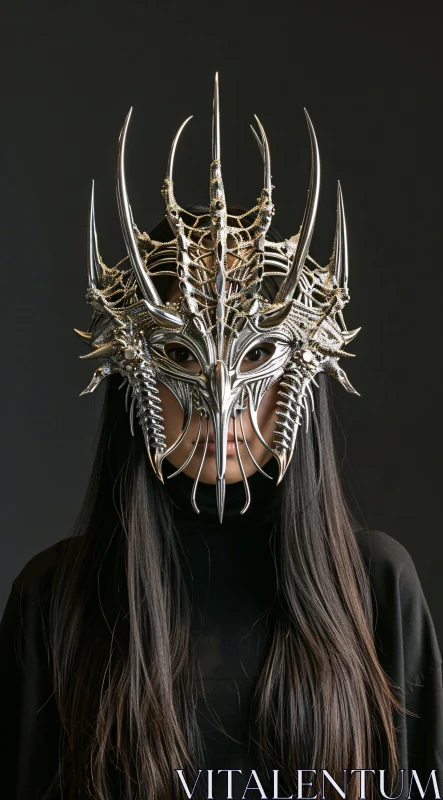 Ornate Metallic Mask on Dark Background