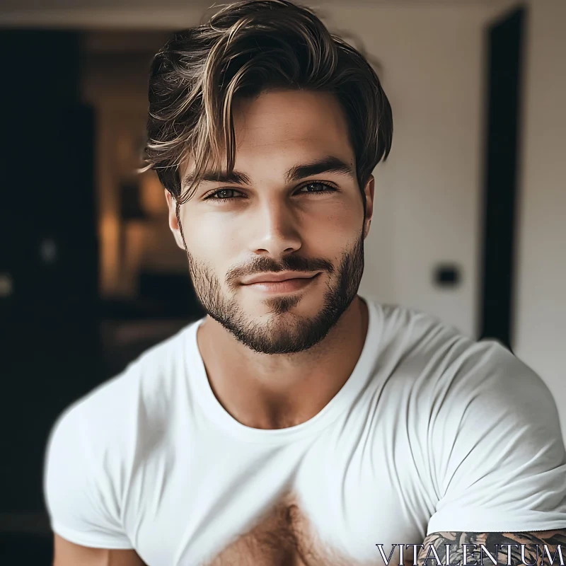 Cheerful Man with Stylish Hair and Beard