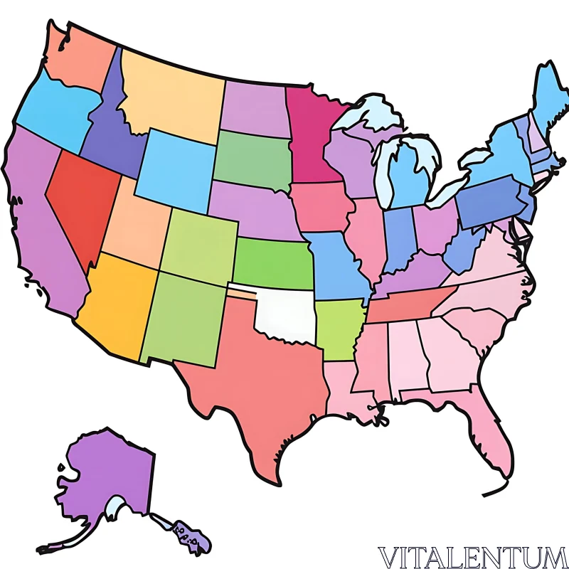 US States Map Illustration