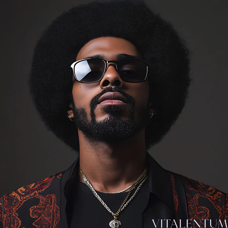 Stylish Man with Afro and Sunglasses