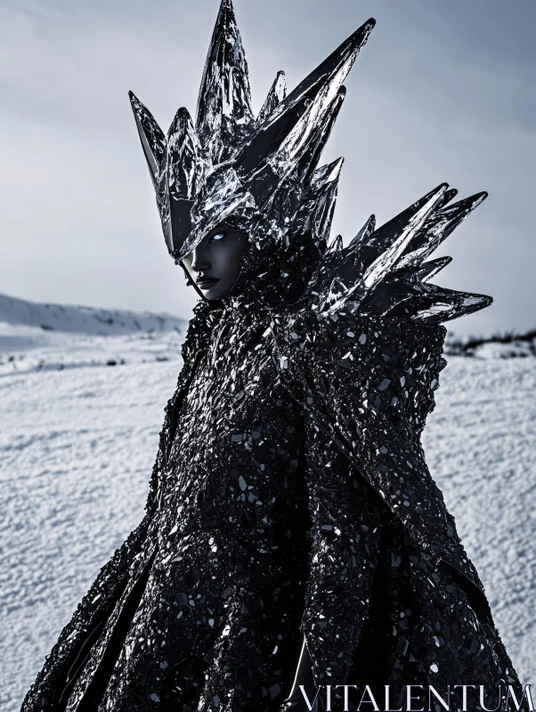 Crystal Armored Figure in Winter Scene