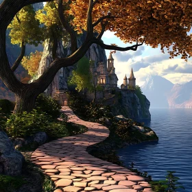 Majestic Castle Overlooking a Tranquil Lake