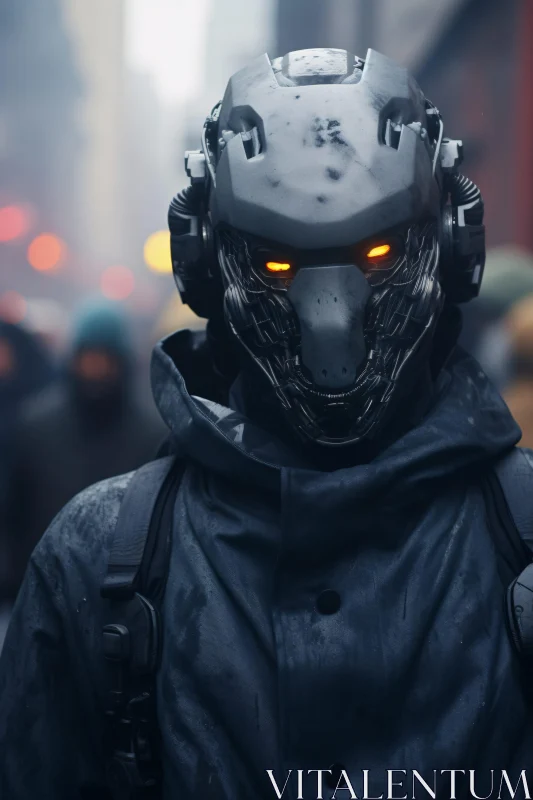 Cybernetic Figure in City