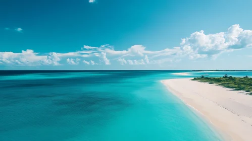 Peaceful Beach Scene with Clear Blue Sea