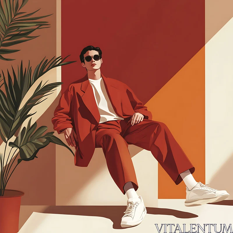Modern Fashion Portrait with Geometric Backdrop