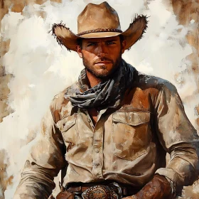 Confident Cowboy in Desert Landscape