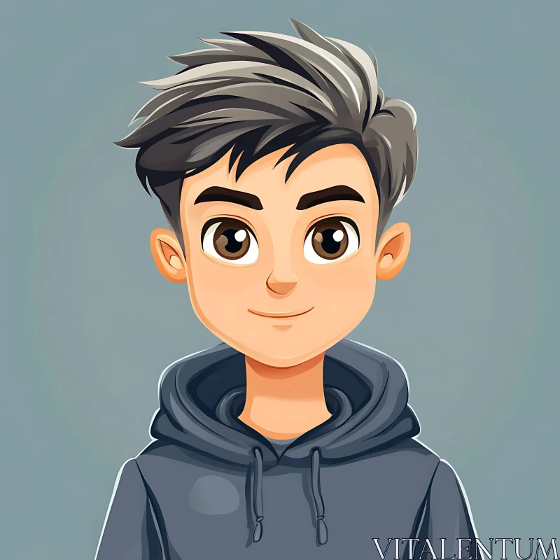 Young Anime Boy Digital Illustration AI Image