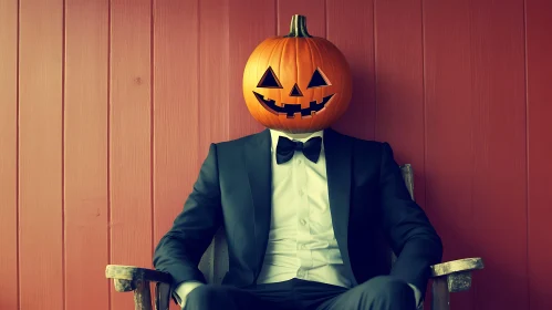 Halloween Jack-O'-Lantern in a Suit
