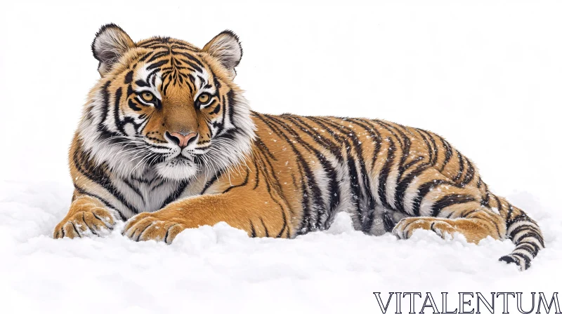 Tiger in Winter Landscape