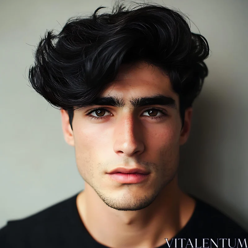 Close-Up Portrait of a Man with Intense Expression
