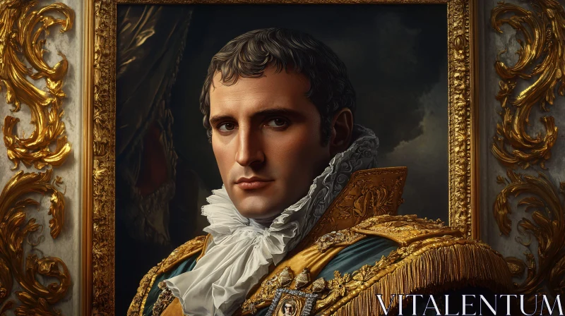 AI ART Majestic Portrait of a Historical Man with Gold Detailing