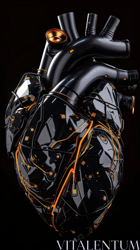 AI ART Tech-Infused Heart Illustration