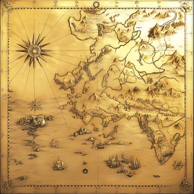 Golden Antique Map Art