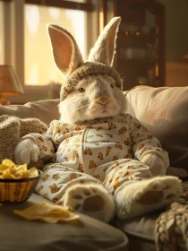 Adorable Bunny Relaxing at Home