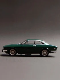 Classic Green Model Car on Grey Background