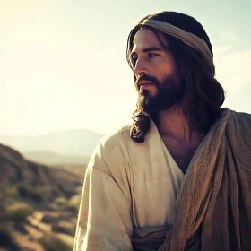 Man with Headband in Desert