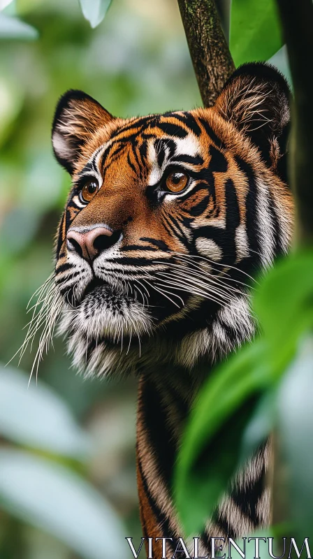 Majestic Tiger Amidst Lush Greenery AI Image