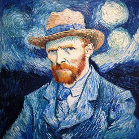 Expressive Painting of a Man in Blue