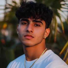 Young Man in White Shirt with Gold Jewelry