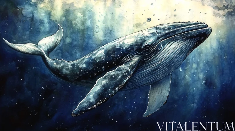 Graceful Whale in Blue Waters AI Image