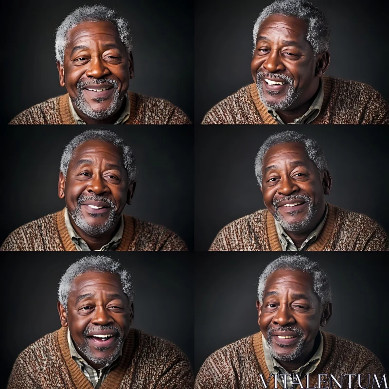 Elderly Man's Expressive Portrait Collage AI Image