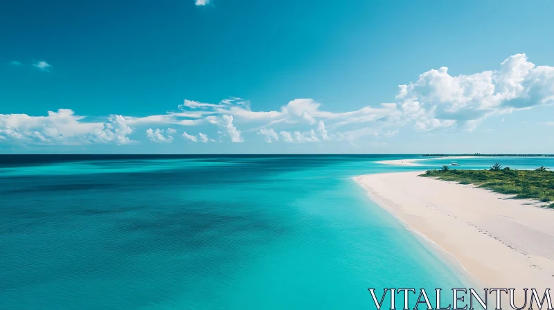 Peaceful Beach Scene with Clear Blue Sea AI Image