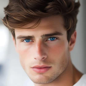 Male Portrait Featuring Blue Eyes and Defined Features