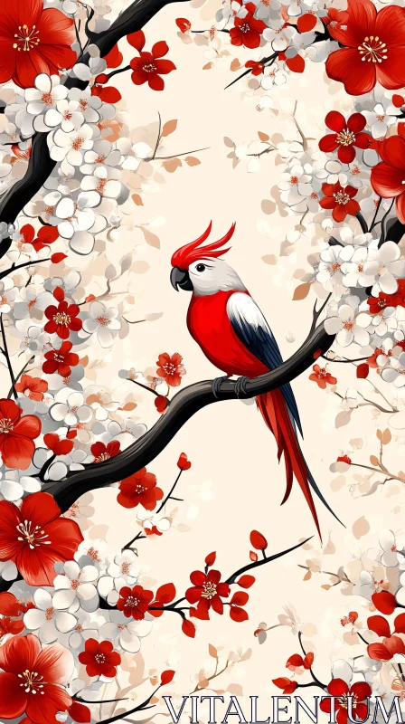 AI ART Colorful Parrot Blossoms Imagery