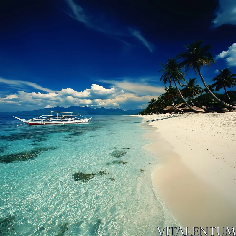 Serene Tropical Paradise with Sandy Shore AI Image