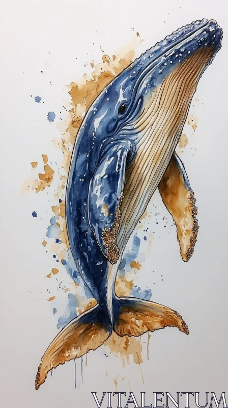 Whale in Watercolor Masterpiece AI Image