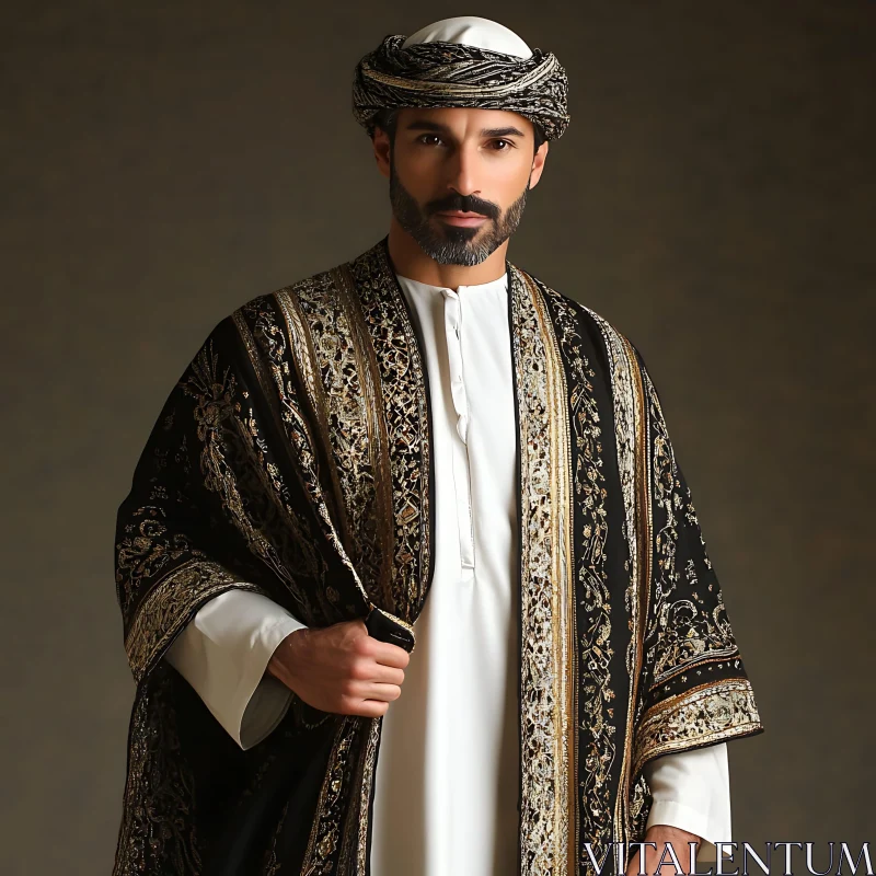 Regal Man in Ethnic Attire AI Image