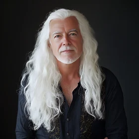 Elderly Man with Flowing White Hair and Beard