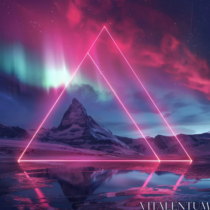 Neon Mountain Nightscape AI Image