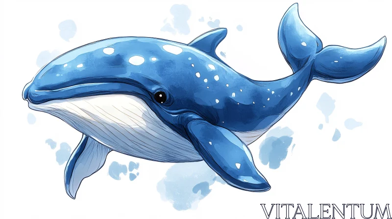 Graceful Blue Whale Illustration AI Image