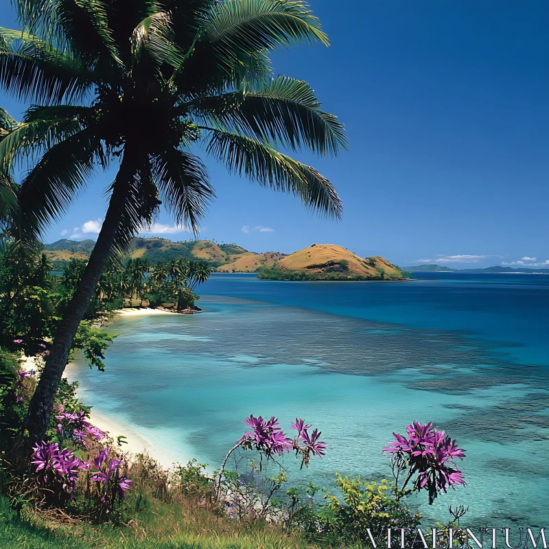 Serene Tropical Beach Landscape AI Image