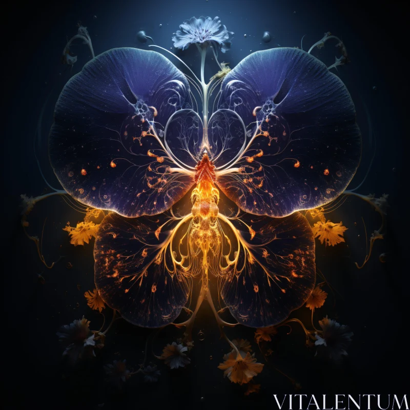 AI ART Ethereal Butterfly with Golden and Violet Hues