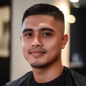 Close-up of a Man with New Hairstyle