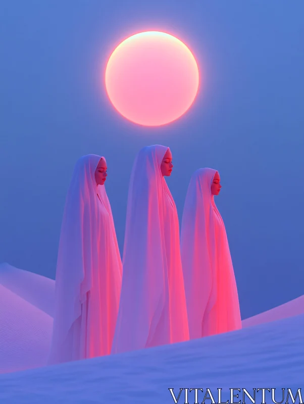 Mystical Desert Figures AI Image