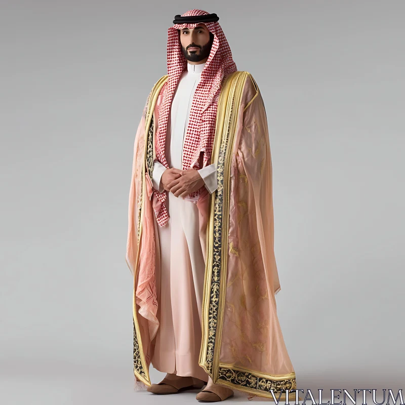 Middle Eastern Man in Ornate Robe AI Image