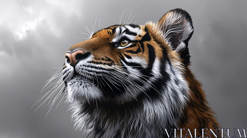 Tiger Gaze in Detailed Portrait AI Image