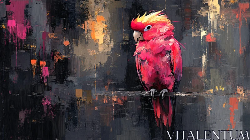 AI ART Colorful Parrot Among Abstract Patterns