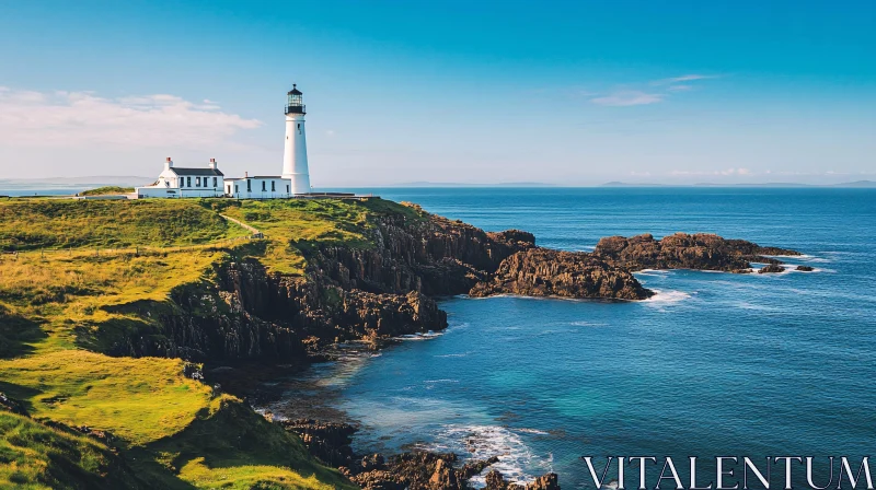 Tranquil Lighthouse by the Sea AI Image