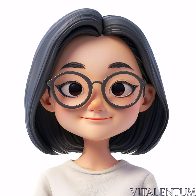 Anime Character Illustration with Glasses and Short Hair AI Image